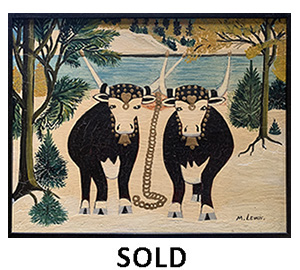 Maude Lewis Early Oxen In Winter