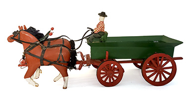 Jacob Roth Green Wagon Pulled By Two Horses