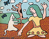 Lorne Reid Girl With Cat and Dog